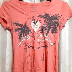 Salmon colored, old navy true love flamingo shirt